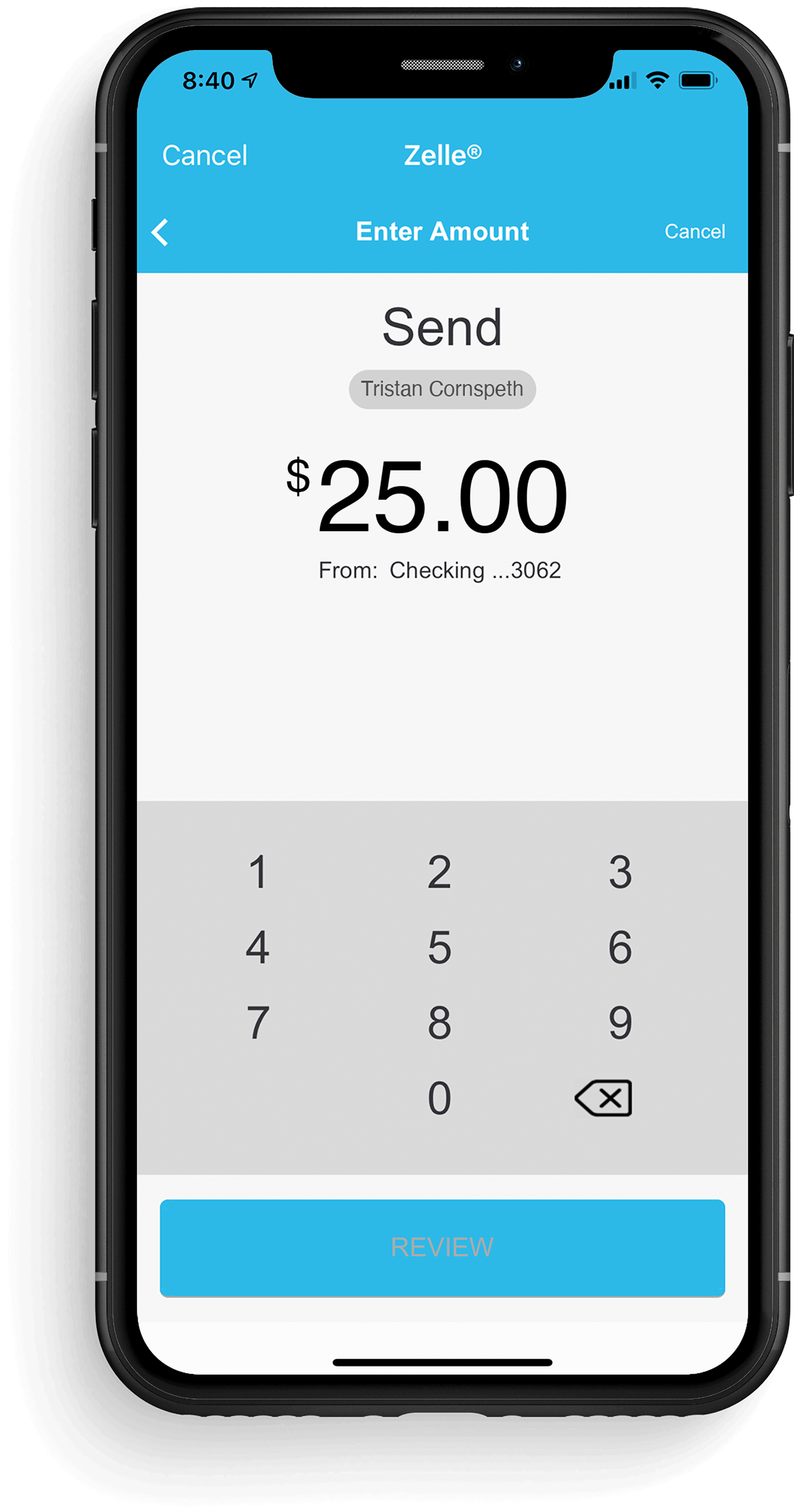 zelle send amount